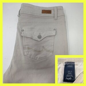 Angels‎ Forever Young Women's Curvy Capri Pants Khaki Beige Stretch Size 16